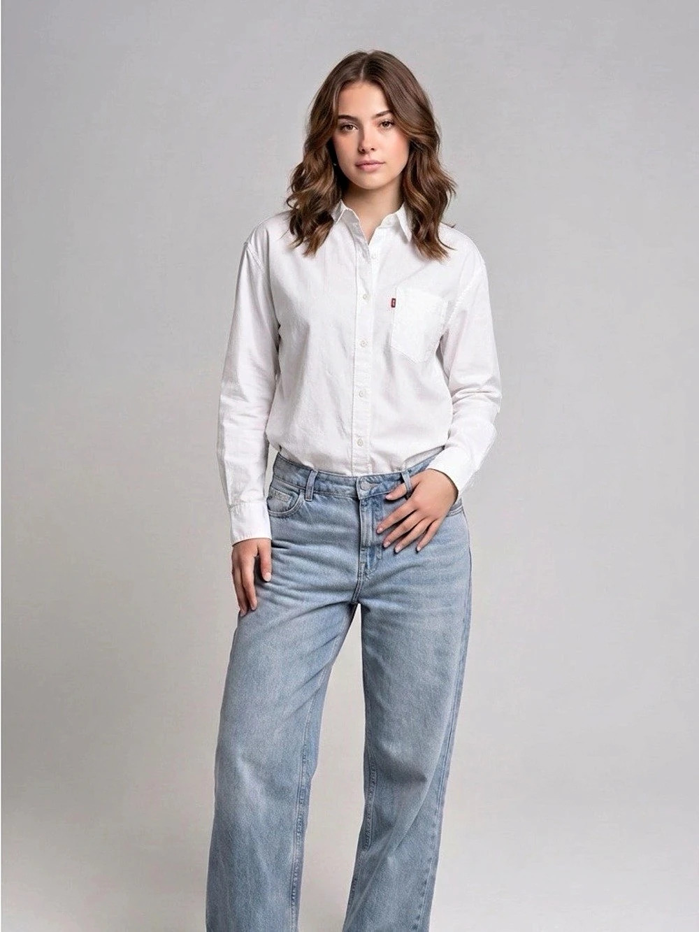 Levi's Harlie Boyfriend Shirt White Cotton Button Down Size Large